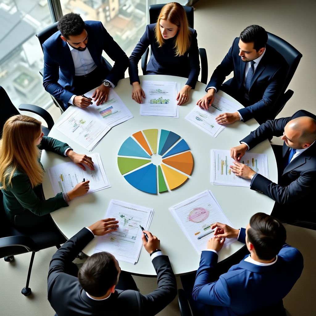 Equipo de expertos financieros colaborando